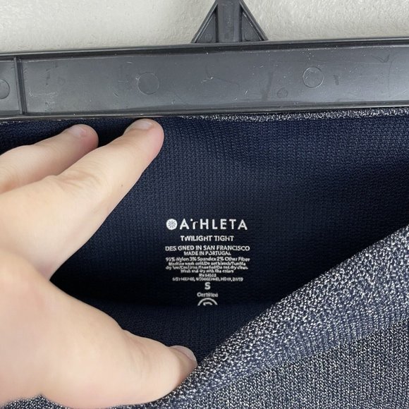 Athleta Twilight 2.0 Tight Leggings Womens S Navy Blue Metallic Glitter Sparkle - Picture 2 of 7